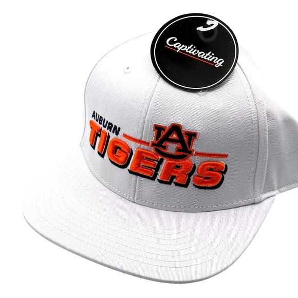 Captivating Other - Captivating Auburn Tigers Snapback Hat White NCAA Embroidered Adjustable Cap NEW